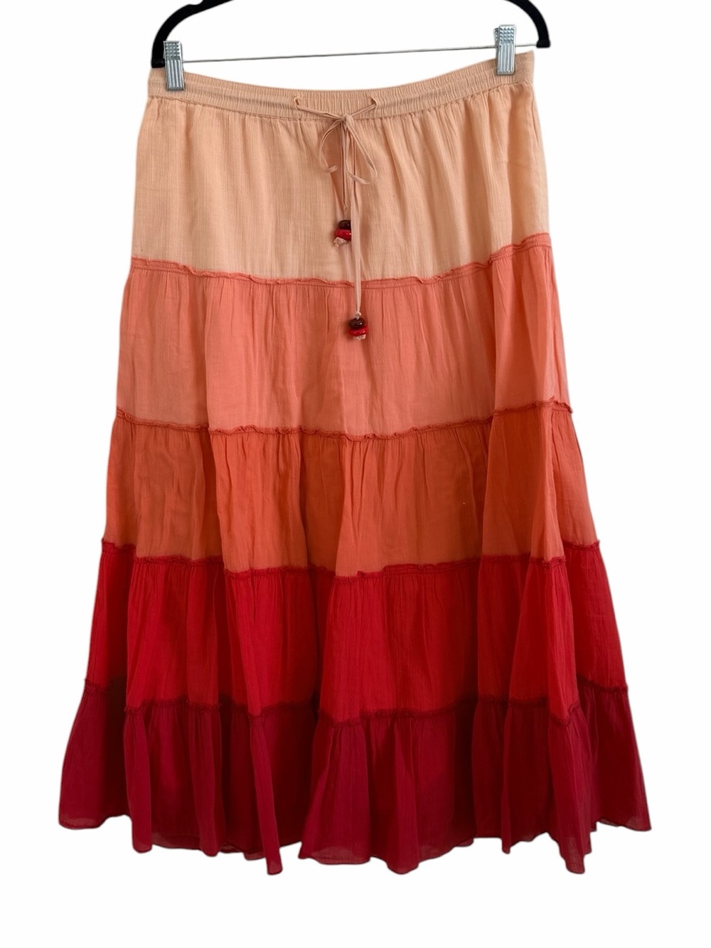 Y2K Old Navy Ombre Tiered Maxi Skirt - Peach, Coral Pink, Red